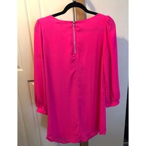 Hot pink long sleeve shift dress